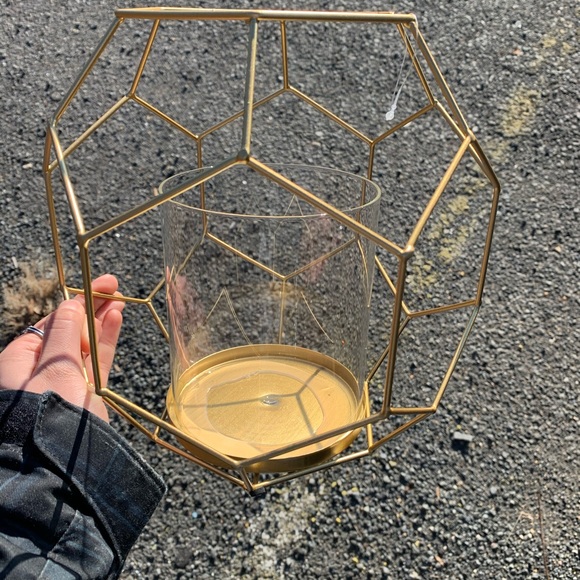 2 - Gold Geometric Vase - Picture 3 of 4